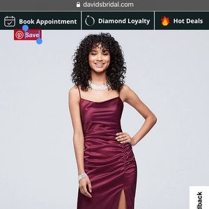 David’s Bridal ruched low back satin Cowlneck dress